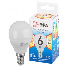ЭРА QX LED-6 Ват-P45-2700K-E14 Лампа светодиодная шарик (арт.P45-7W-827-E14) 10/100, Китай