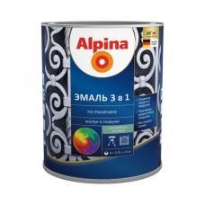 Эмаль алкидно-уретановая Alpina по ржавчине 3в1 шелковисто-мат., цв., RAL9005 2,5 л-2,65 кг, РБ Эмаль алкидно-уретановая Alpina по ржавчине 3в1 шелковисто-мат., цв., RAL9005 2,5 л-2,65 кг, РБ