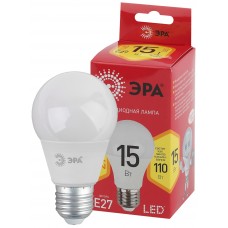 Лампочка светодиодная ЭРА LED A60-15W-827-E27 R груша, 15Вт, тепл, E27, Китай