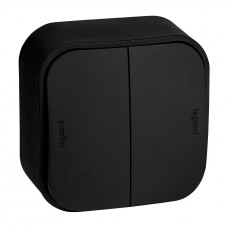 Выключатель Legrand Quteo двухклавишный чёрный мат 782474-001-00.00-00.00-00.01, Россия