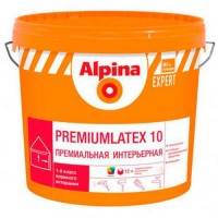 Краска ВД-АК Alpina EXPERT Premiumlatex 10 База 3 (Альпина ЭКСПЕРТ Премиумлатекс 10 База 3), прозрачная, 9,4 л / 11,2 кг, Беларусь