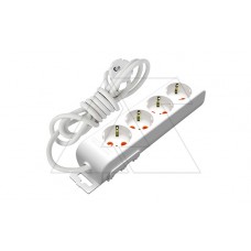 Удлинитель Mutlusan Electric 4x2P+E, нем. ст., со шторками, кабель 3x1,5мм², 3м, белый, Турция