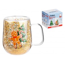 Кружка стеклянная PERFECTO LINEA с двойными стенками 380мл, серия CHRISTMAS-2, арт.30-380261, Китай