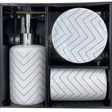 Набор для ванной (дозатор для мыла, подставка для зубных щеток, мыльница) из фарфора арт.B4002C-S3, Китай Набор для ванной (дозатор для мыла, подставка для зубных щеток, мыльница) из фарфора арт.B4002C-S3, Китай