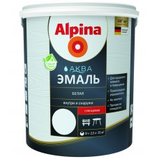Эмаль акриловая Alpina АКВА белая глянцевая 2,5л / 3,05кг, Беларусь