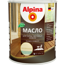 Масло Alpina для террас шелковисто-глянцевое бесцветное 0,75л/0,64кг, РБ Масло Alpina для террас шелковисто-глянцевое бесцветное 0,75л/0,64кг, РБ