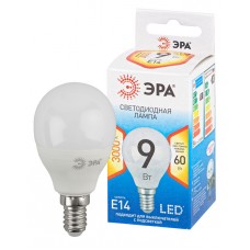 ЭРА QX LED-9 Ват-P45-2700K-E14 Лампа светодиодная шарик (арт.P45-10W-827-E14) 10/100, Китай