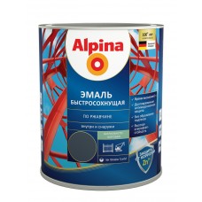Эмаль Alpina быстросохнущая по ржавчине шелковисто-матовая RAL9005 Черный 2,5л / 3,0кг, Беларусь
