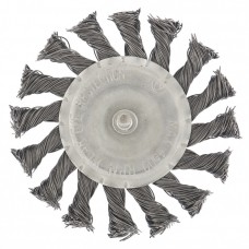 Щетка для дрели, 100 мм, плоская со шпилькой, крученая металлическая проволока Сибртех, Китай