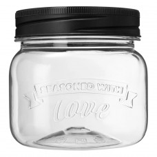 Банка квадратная с эмбоссингом LOVE KITCHEN 0,6Л (Черный) 440300113, Россия