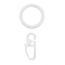 Кольцо пластик 16/19мм с крючком в комплекте, белый глянец (10шт), Китай