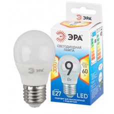 ЭРА QX LED-9 Ват-P45-2700K-E27 Лампа светодиодная шарик (арт.P45-10W-827-E27) 10/100, Китай