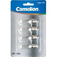 Зап.лампа накаливания для ночников, прозрачная, Camelion DP-704 BL-4 220V, 7W, Е14, Китай