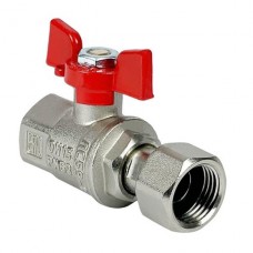 Кран шаровой Valfex латунный PREMIUM для ВОДЫ с накид.г 1/2" ВР/ВР, бабочка, НИКЕЛИР-Й 11Б27фт1М, РФ