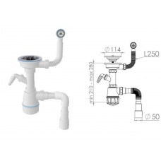 Сифон AV Engineering круг. перелив, выпуск 3 1/2, пластиковый винт 45мм, труба 1 1/2" AVE129739, Узбекистан