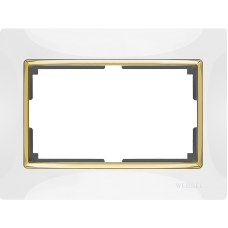 Рамка для двойной розетки (белый-золото) - WL03-Frame-01-DBL-white-GD, Китай