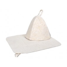 Набор для бани из 2-х предметов (шапка, коврик), белый, Hot Pot, арт.42006, Россия