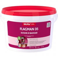 Краска FLAGMAN 35 кухня и ванная (ВД-АК-2035) белая п/гл 3л (3,3 кг), РБ