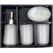 Набор для ванной из фарфора (дозатор для мыла мыльница подставка для зубных щеток стакан) Арт.21-200, Китай