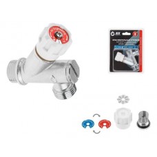 Кран вентильный угл. AV Engineering 1/2" нар. Х 3/4" хром для стир.маш. с фильтром AVE2573412, Китай