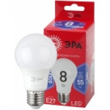 Лампа светодиодная ЭРА LED A60-8W-865-E27 R, груша, Китай