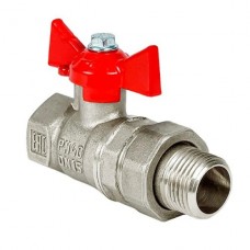 Кран шаровой Valfex латунный PREMIUM для ВОДЫ с америк 1/2" ВР/НР, бабочка, НИКЕЛИР-Й 11Б27фт1М, РФ
