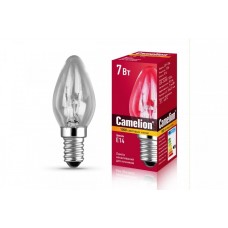 Лампа накаливания Camelion 220V, 7W, Е14 для ночников прозрачная, 1шт, арт. 7/P/CL/E14, Китай