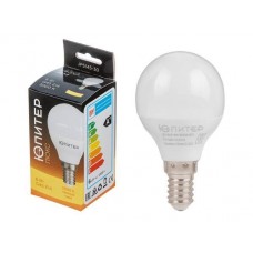 Лампа светодиодная ЮПИТЕР ЛЮКС G45 ШАР 6 Вт 170-240В E14 3000К, арт.JP5145-30, Китай Лампа светодиодная ЮПИТЕР ЛЮКС G45 ШАР 6 Вт 170-240В E14 3000К, арт.JP5145-30, Китай