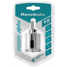 Коронка алмазная с центрирующим сверлом по керамограниту и керамике  30 мм "Rennbohr", Китай