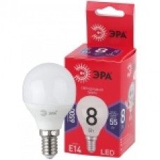Лампа светодиодная ЭРА LED Р45-8W-865-E14 R, шар, Китай
