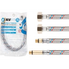 Подводка гибкая, SUS, иголка м10 - гайка 1/2" 100 см (пара) AV Engineering, Китай