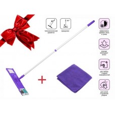 Швабра для пола PERFECTO LINEA с насадкой из микрофибры, лиловая + салфетка 30х30см, Китай