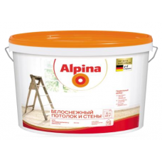 Краска ВД-АК Alpina Белоснежный потолок и стены, белая, 5л / 7,50кг, Беларусь
