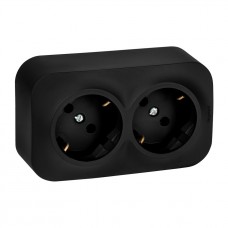 Розетка Legrand Quteo 2x2P+E чёрный мат 782470-001-00.00-00.00-00.01, Россия