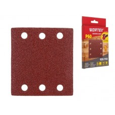 Шлифлист WORTEX 100х110мм Р60 д/дерева самосцепл. 6 отв. 5 шт. арт.1334429, Китай