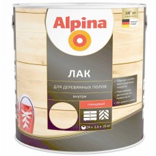 Лак алкидно-уретан. Alpina Лак для деревянных полов, глянц., бесцветный 0,75л/0,67кг, РБ