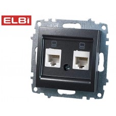 Розетка EL-BI Vega 2-я с/з, дымчатый, 510-011130-907, Турция