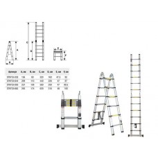Лестница телескопическая STARTUL 2-х секц. алюм. 156/320см, 2х5 ступ. 11,1кг ST9733-032, Китай