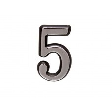 Цифра дверная АЛЛЮР БОЛЬШАЯ пластик "5" хром, арт.6976, Китай