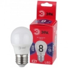 Лампа светодиодная ЭРА LED Р45-8W-865-E27 R, шар, Китай