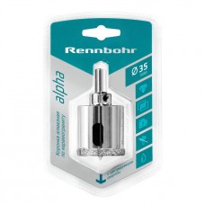 Коронка алмазная с центрирующим сверлом по керамограниту и керамике  35мм "Rennbohr", Китай