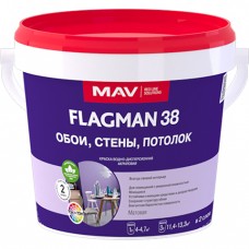 Краска FLAGMAN 38 обои, стены, потолок (ВД-АК-2038) белая 1л (1,4 кг), РБ