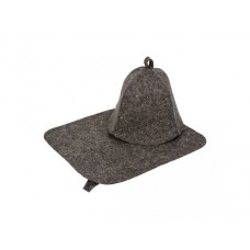 Набор для бани из 3-х предметов (шапка, коврик, рукавица), серый, Hot Pot, арт.41345. Россия