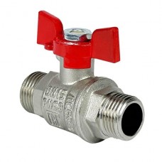 Кран шаровой Valfex латунный PREMIUM для ВОДЫ 1/2" НР/НР бабочка, НИКЕЛИР-Й 11Б27фт1М, РФ