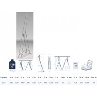 Лестница алюм. 3-х секц. 299/787/316см 3х12 ступ., 18,0кг PRO STARTUL ST9942-12, РФ