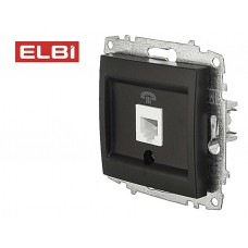 Розетка телефонная EL-BI черная матовая механизм, Zena-Vega 609-014800-221, Турция