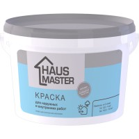 Краска HAUS MASTER для наружных и внутренних работ белая 1л (1,4,кг), РБ