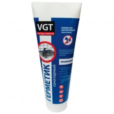Герметик VGT акриловый (мастика) для нар/внутр работ санитарный, прозрачный, 0,25 кг, туба, Россия