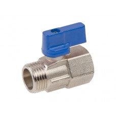 Кран шаровый AV Engineering MINI 1/2" нар.-вн. синяя ручка арт.AVE13712B, Китай