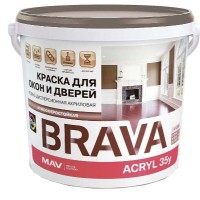 Краска BRAVA ACRYL 35у для окон и дверей ВД-АК-1035у белый М-1 п/гл  1л (1,1кг), РБ